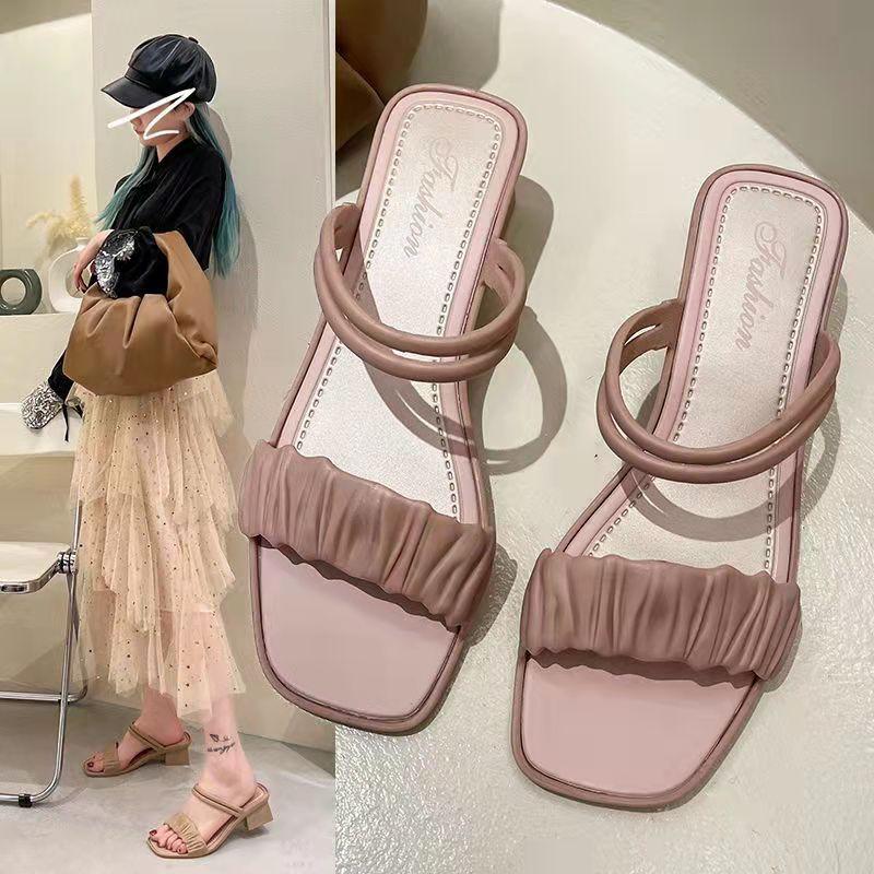 cross-border e-commerce hot-selling product high heel slippers women's summer fashion lady outer wear beach wedge foreign trade women's slippers