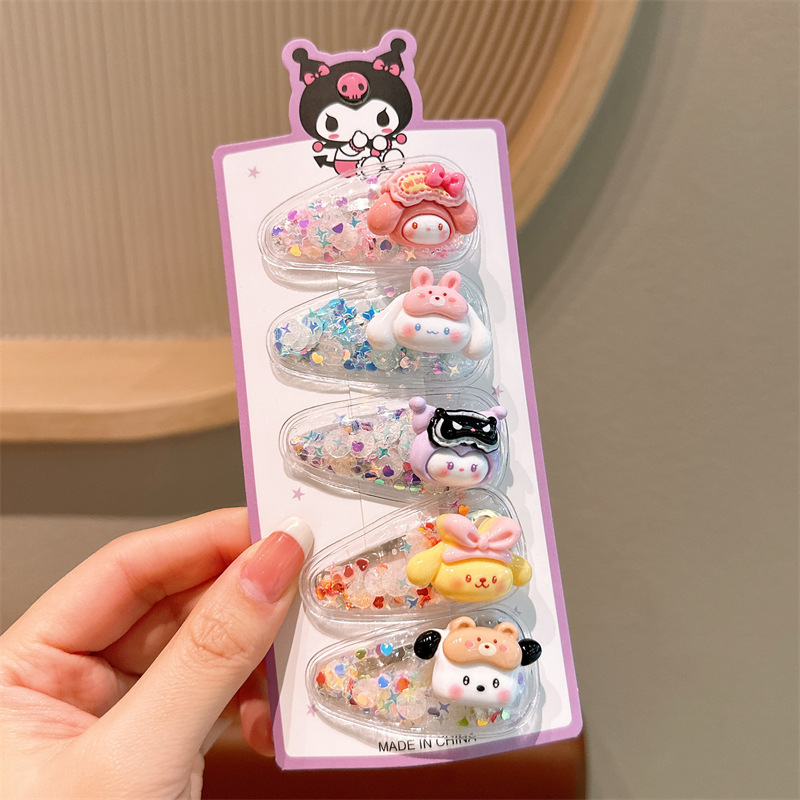 New children's flowing sand hair clips and hair accessories, girls' cartoon hair clips that won't damage bangs or break hair, girls' sweet little clips, hair clips, creative accessories, hair clips, headwear, hair clips detail image 4