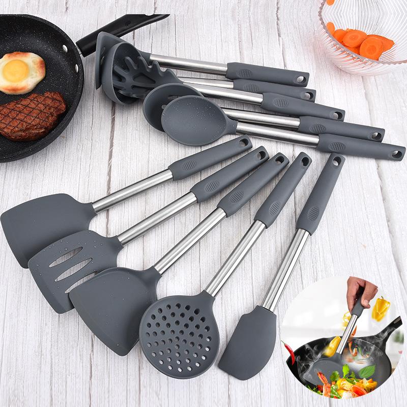 10-piece silicone kitchenware cooking heat resistant ladle spoon edible silicon kitchen tools spoon scraper suit