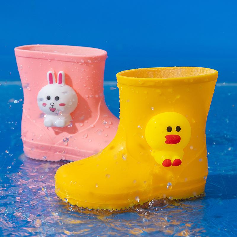 children's rain boots boys' non-slip cute baby light fleece-lined children's rain shoes cartoon baby rain boots girls