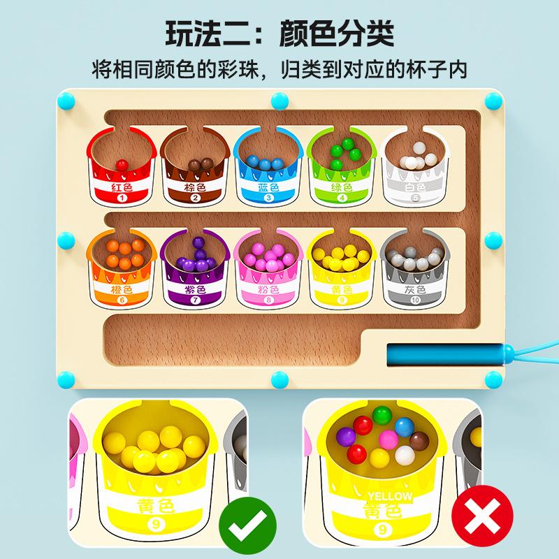 wooden children's ice cream dinosaur intelligence magnetic suction maze space logical thinking hold pen early education puzzle wooden toys Specification drawing