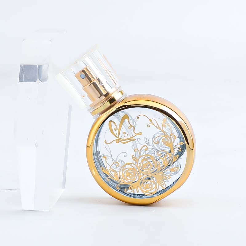 25ml sample perfume portioning bottle, high-end portable spray bottle, glass empty bottle, high-end electroplated perfume bottle