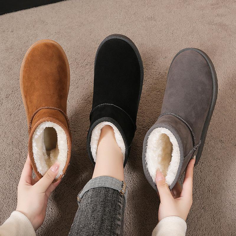 winter new snow boots plus size foreign trade flat bottom short boots thickened warm women's cotton boots thick bottom soft bottom school boots women