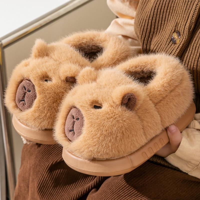 2024 winter new children's cotton slippers bag heel baby girl cute plush home shoes boys keep warm cotton shoes women