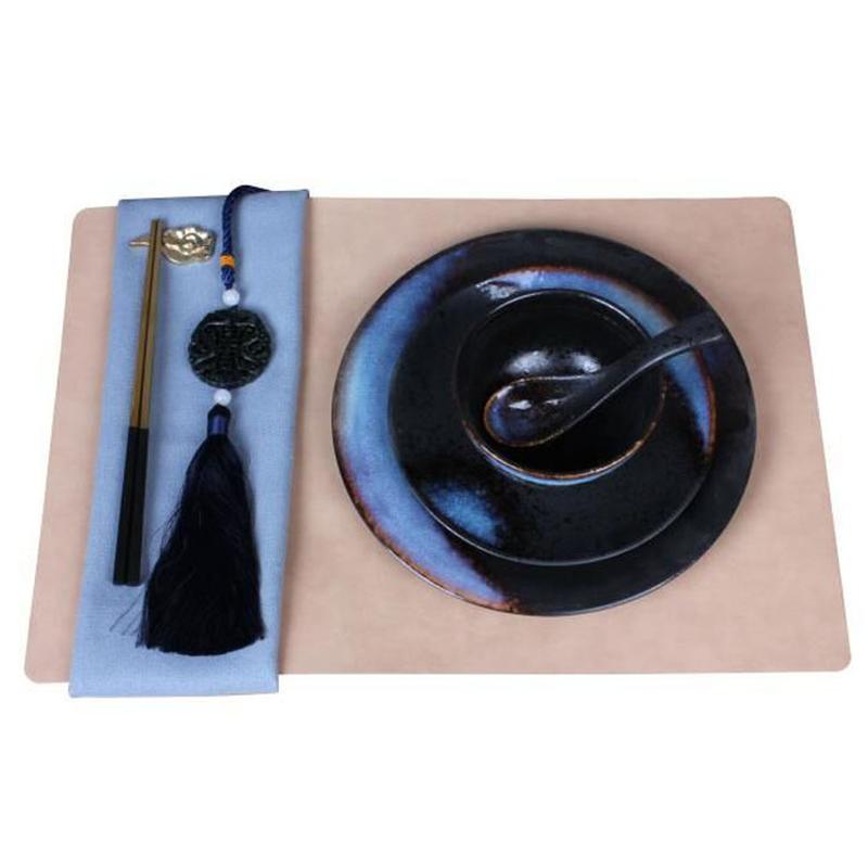 modern new chinese style disk set model room creative tableware solid wood dining table ornament galaxy ceramic plate