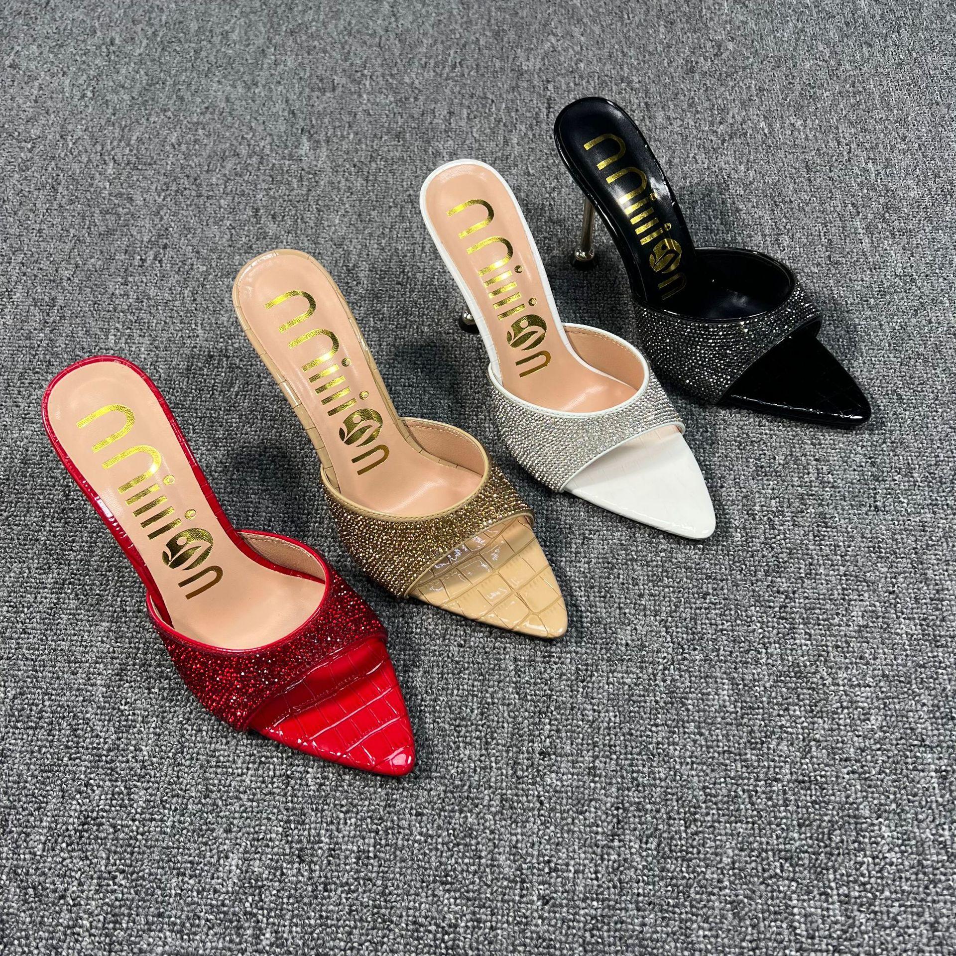 2023heels Ladies Slipper High Heel Slippers Sandals European and American Mules Shoes Large Size Summer New