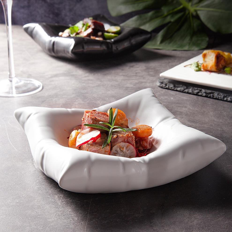 molecular cuisine ceramic plate ins style tableware creative high-end hotel square plate ceramic cold dish