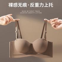 half cup small egg underwear women's small chest push up large strapless strapless strapless invisible seamless bra