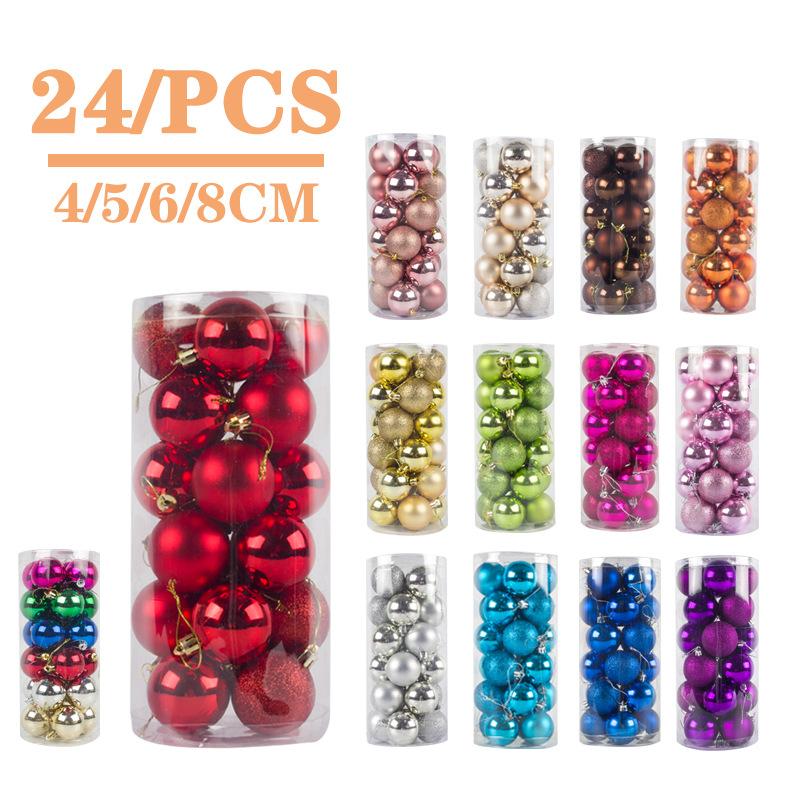 Amazon Christmas Decorations 4/5/6/8cm24 Christmas Ball Set Color Plating Balls Christmas Hanging Decoration