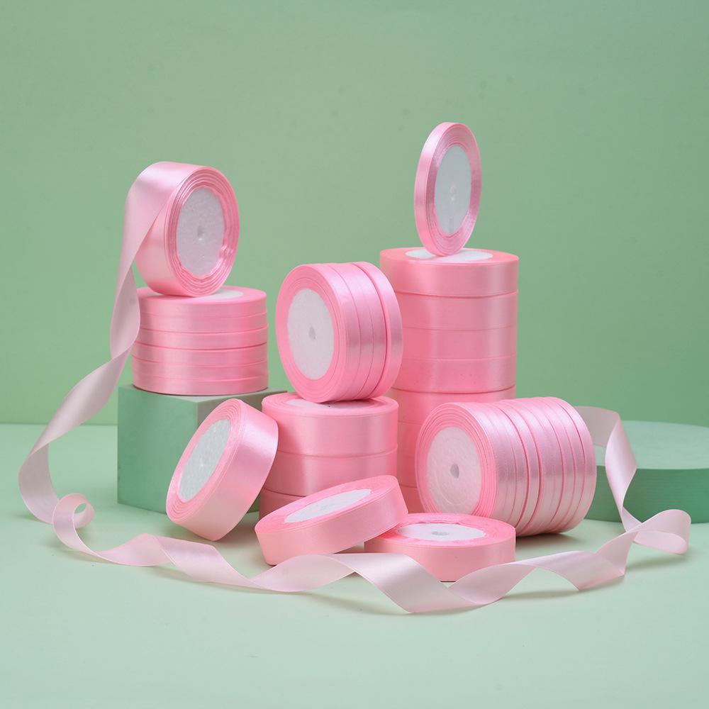 pink polyester belt handmade ribbon floral gift box baking packaging tape wedding scene decoration satin ribbon wholesale