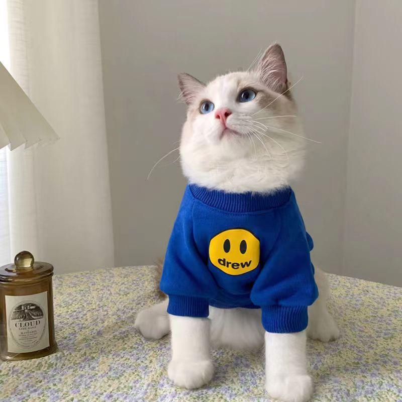 new winter pet clothes fashion brand autumn and winter kitten anti-lint smiley face sweater autumn clothes