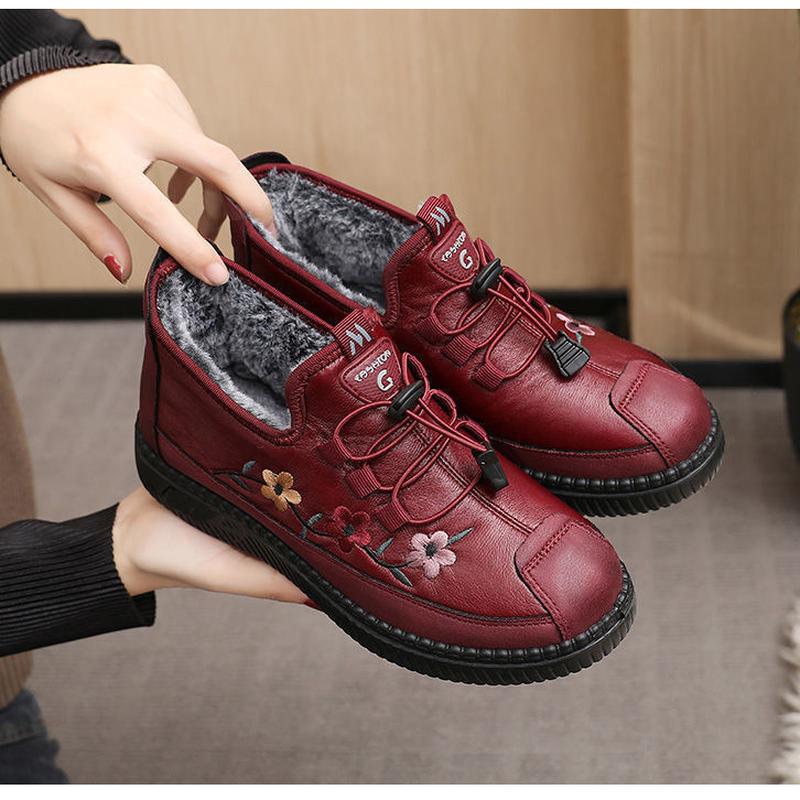 winter fleece-lined warm tendon sole cotton boots old beijing cloth shoes non-slip waterproof mom shoes female thick snow boots