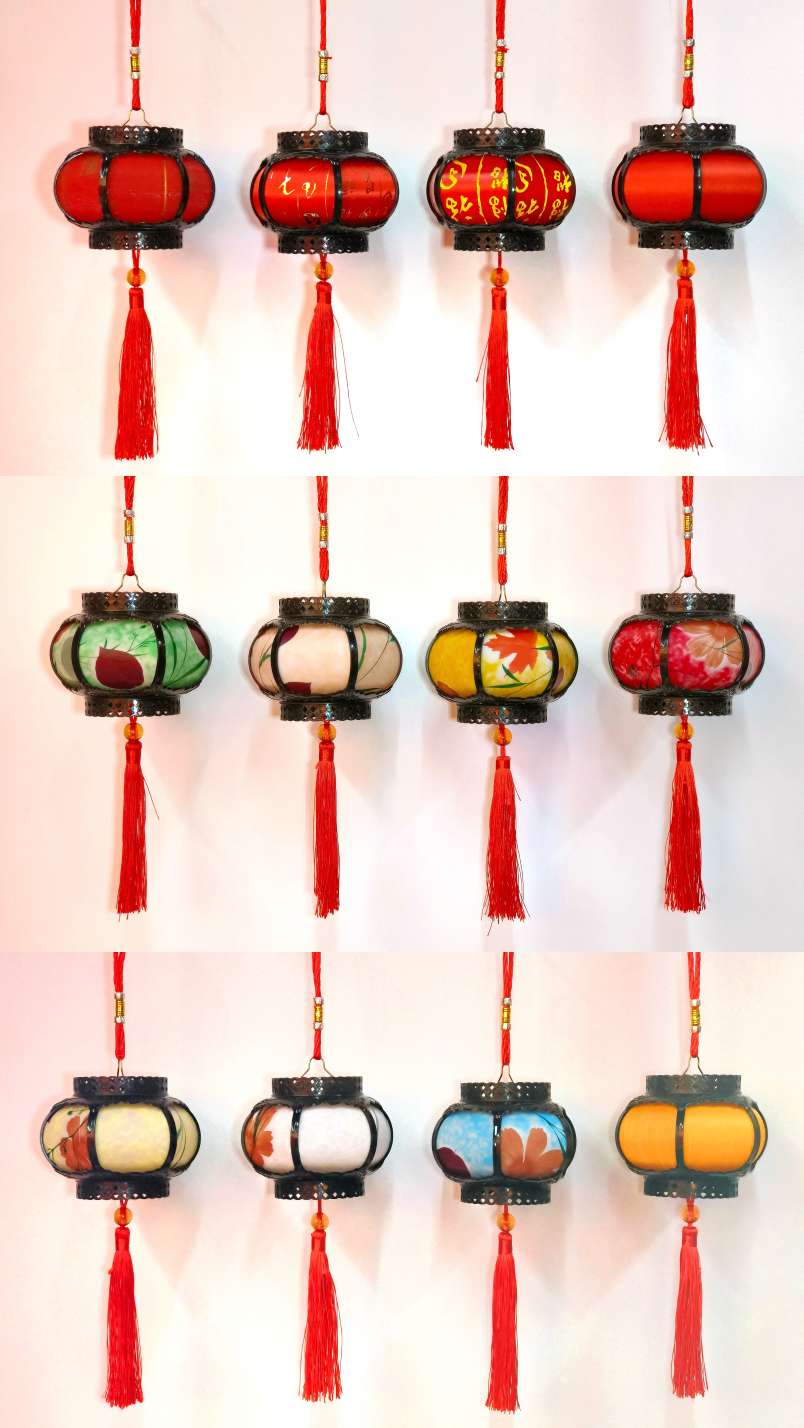 Festive lanterns for the New Year, portable stage decorations and music lights on the balcony details Picture