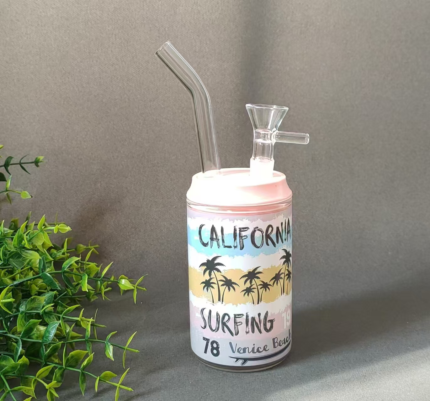 跨境新款玻璃易拉罐烟壶果汁杯烟枪配件创意可乐罐烟具套装