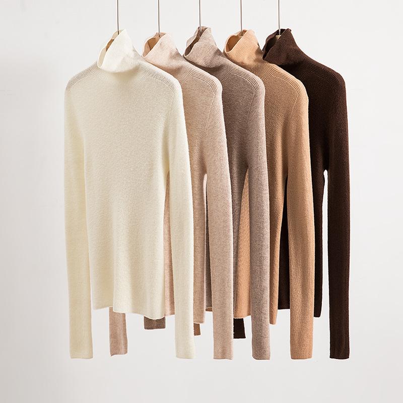 turtleneck sweater women's sweater slim fit 2024 autumn and winter inner wear solid color seamless integrated basic woolen sweater top