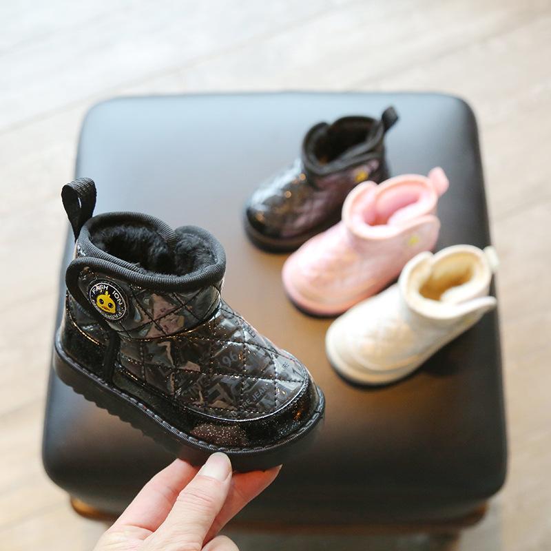 2024 winter boys and girls baby waterproof snow boots girls' short boots cotton shoes cotton boots manufacturers one piece dropshipping