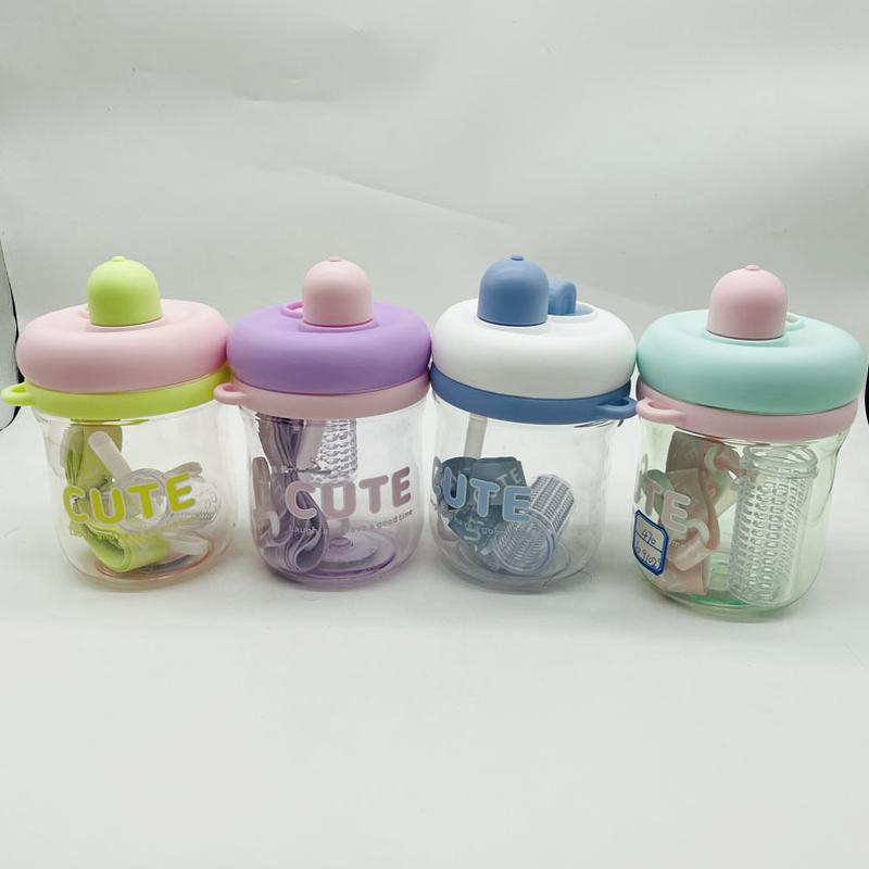 ly-470 plastic cup fashion new cap cover scented tea cup office simple drinking cup with tea strainer cup with straw