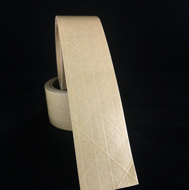 Zhejiang Water-Free Reinforced Kraft Tape Self-Adhesive minated Kraft Paper Self Adhesive Tape Fiber Kraft Paper Sealing Tape