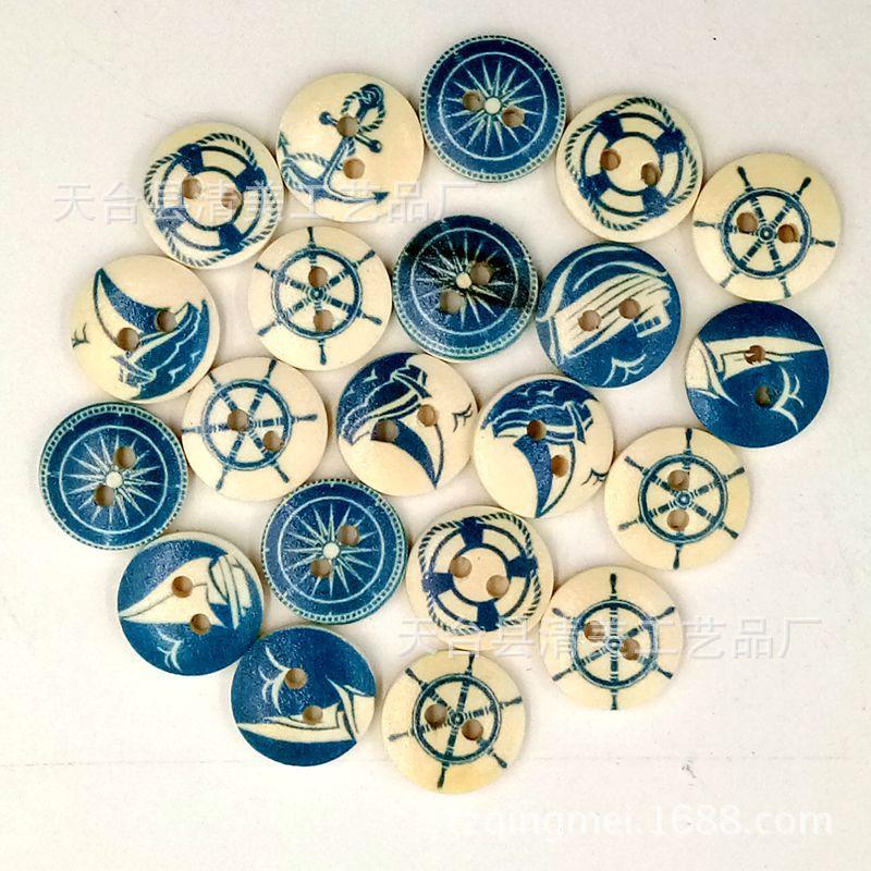 15mm navigation theme wood button diy wood color navy button navigation button
