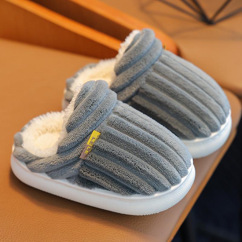 winter children cotton slippers boys and girls non-slip warm bag heel parent-child fur fleece-lined home baby cotton slippers cotton slippers