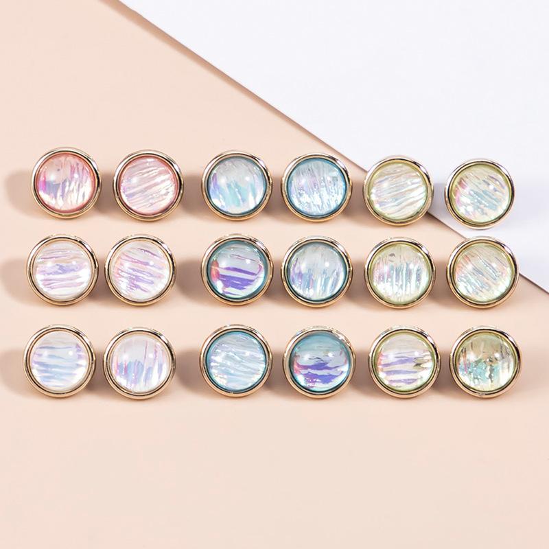 metal button laser color light high-end cufflink women's clothes classic style chiffon knitted cardigan buckle accessories