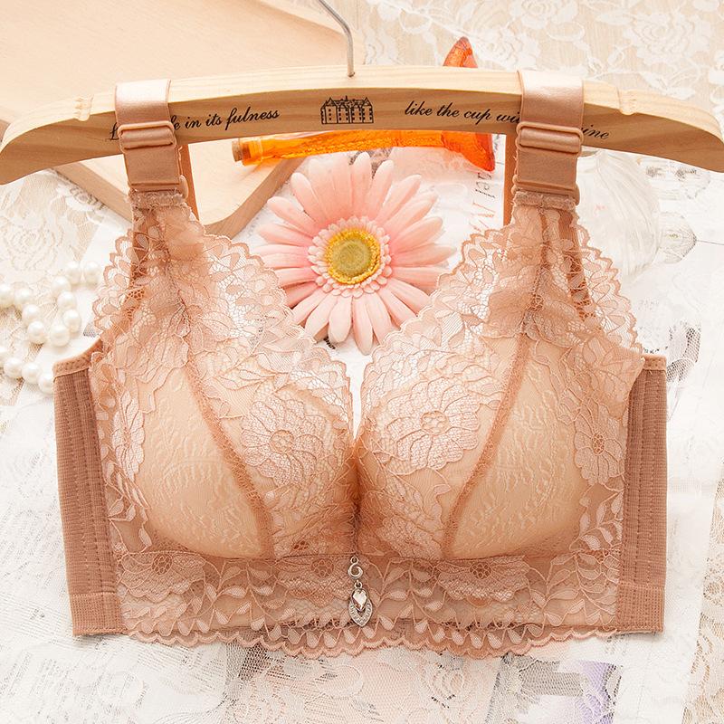 hot-selling underwear small chest without steel ring push up padded bra large chest large size underwear breast thin cup seamless bra