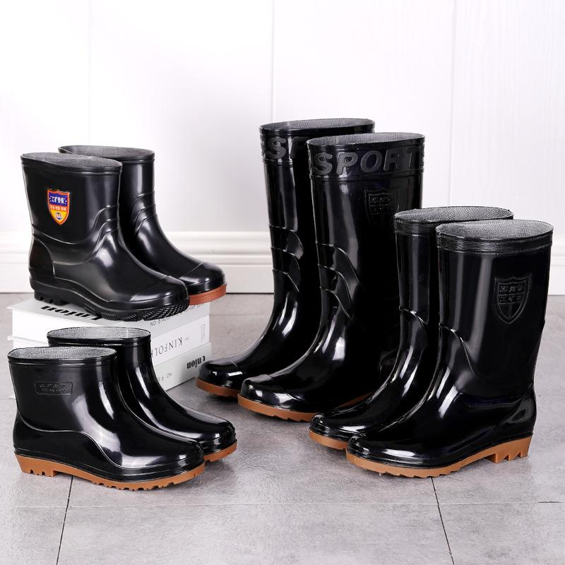 rain boots men's black high school low men's rain boots kitchen fish farming non-slip waterproof rain shoes labor protection men's rubber shoes rain boots wholesale
