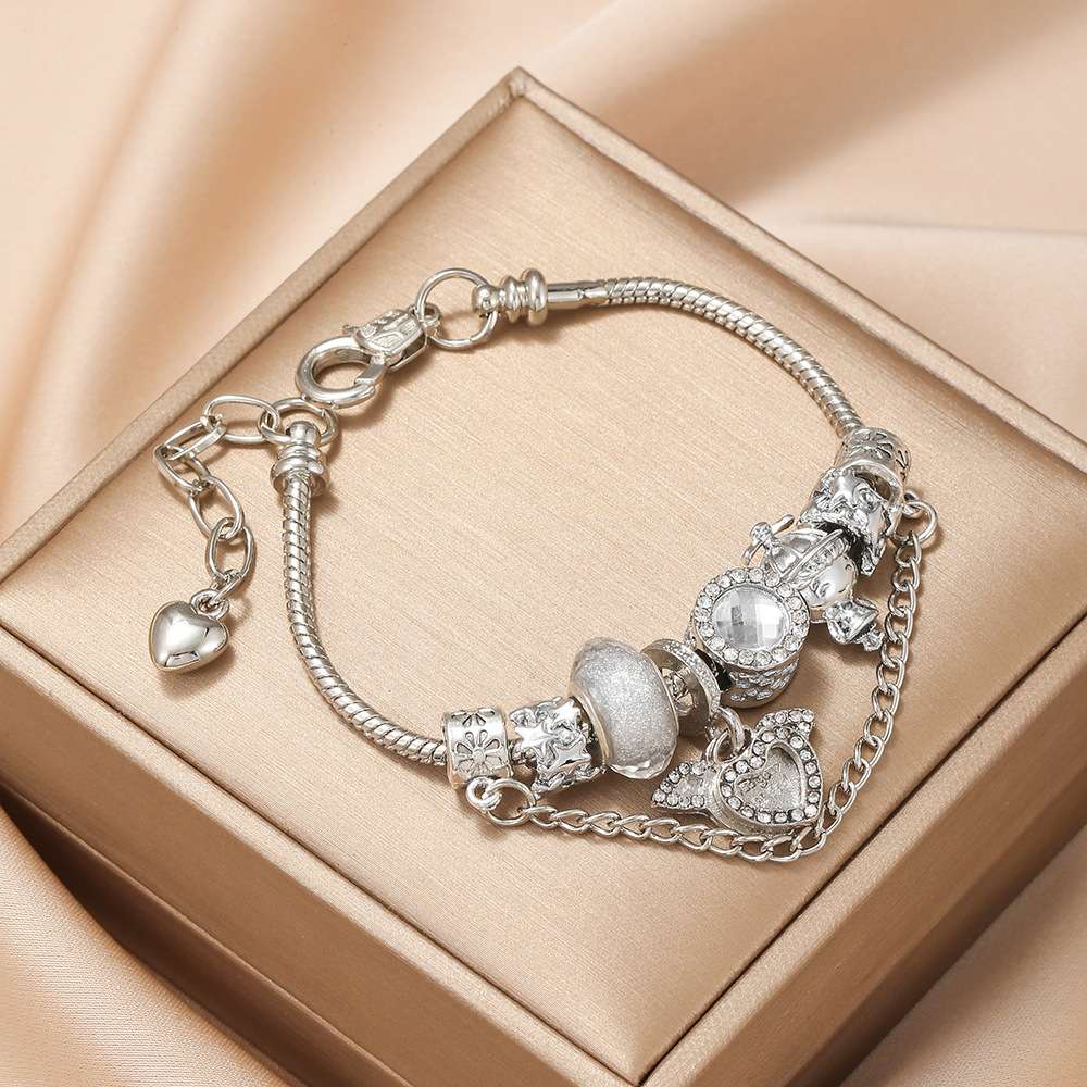 Live-streaming bestseller Pan Family Bracelet: White ethereal Cupid Heart Pendant, couple bracelet, bracelet and other diy accessories details Picture