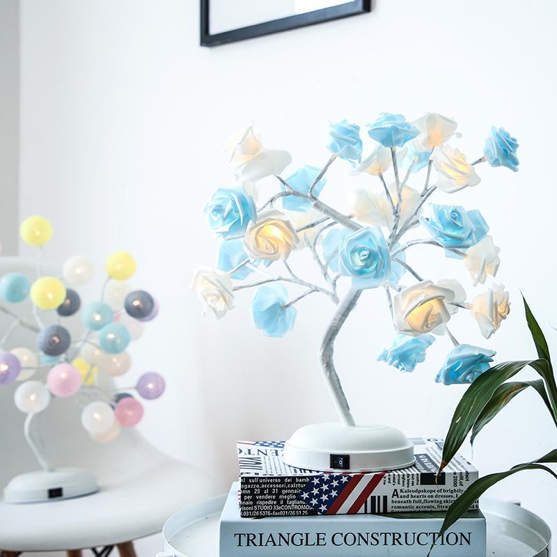 factory sales led rose tree light christmas holiday wedding room creative modeling decoration colorful rose small night lamp