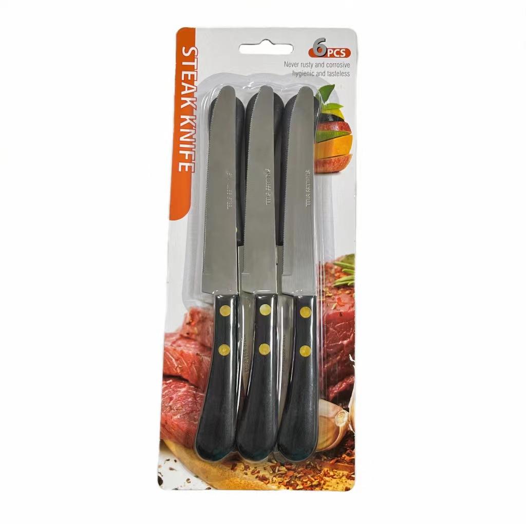 6pc Stainless Steel Steak Knife Household Eating and Cutting Steak Tableware Steak Table Knife Set Knife Kitchen Utensils