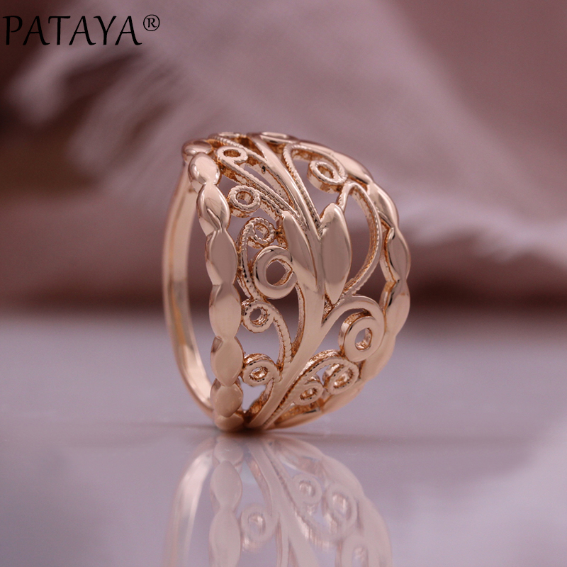 PATAYA Classic Hollowed-out pattern Earrings and Rings Set 585 Russian rose gold jewelry Cross-border direct supply to Europe and America Women's jewelry set Application Scenario