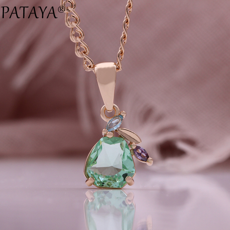 PATAYA Fresh Green Zircon Fashion Earrings and Rings Set 585 Russian rose gold jewelry Cross-border direct supply to Europe and America jewelry set Application Scenario