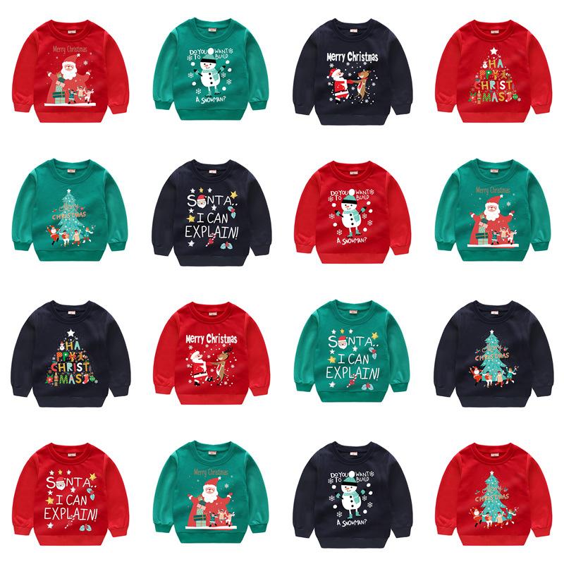 christmas christmas children's sweater holiday clothing boys and girls cartoon sweater spring and autumn new pullover