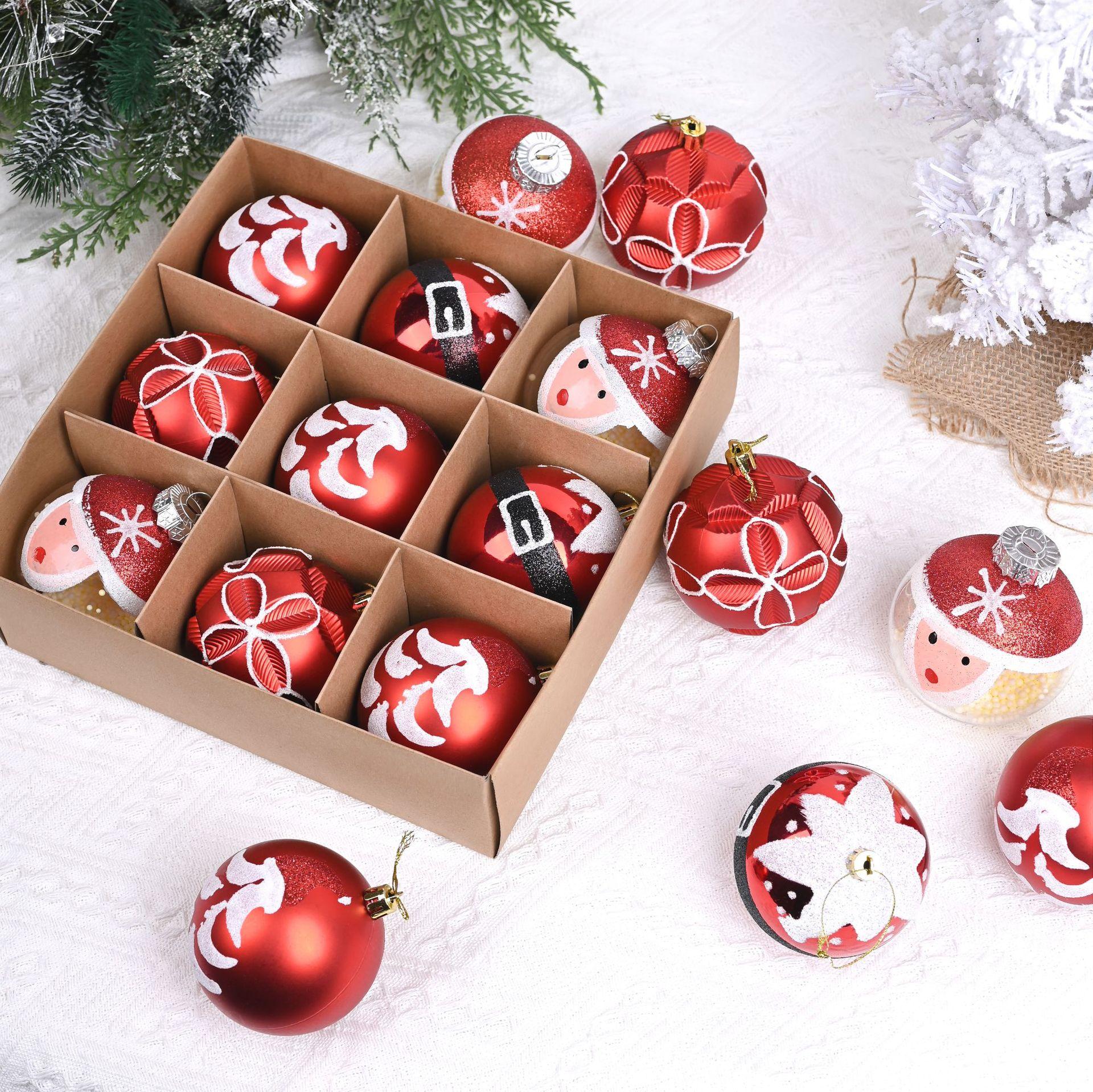 christmas decorations 8cm red electroplating special-shaped plastic painted tree goal pendant carton suit christmas ball