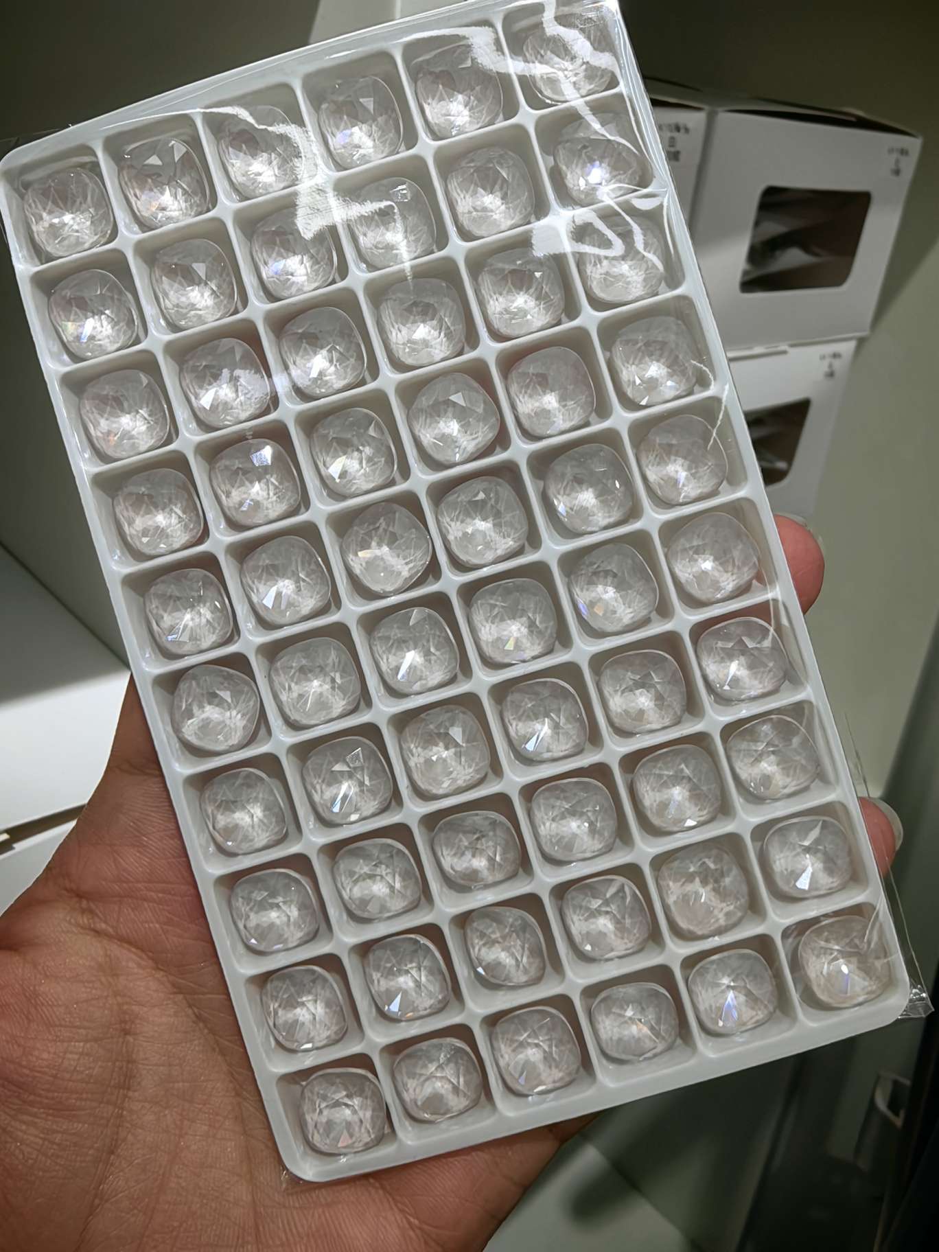 10个大肥方摩卡色饰品DIY配件包钻玻璃小漾水晶-002diy白底实物图