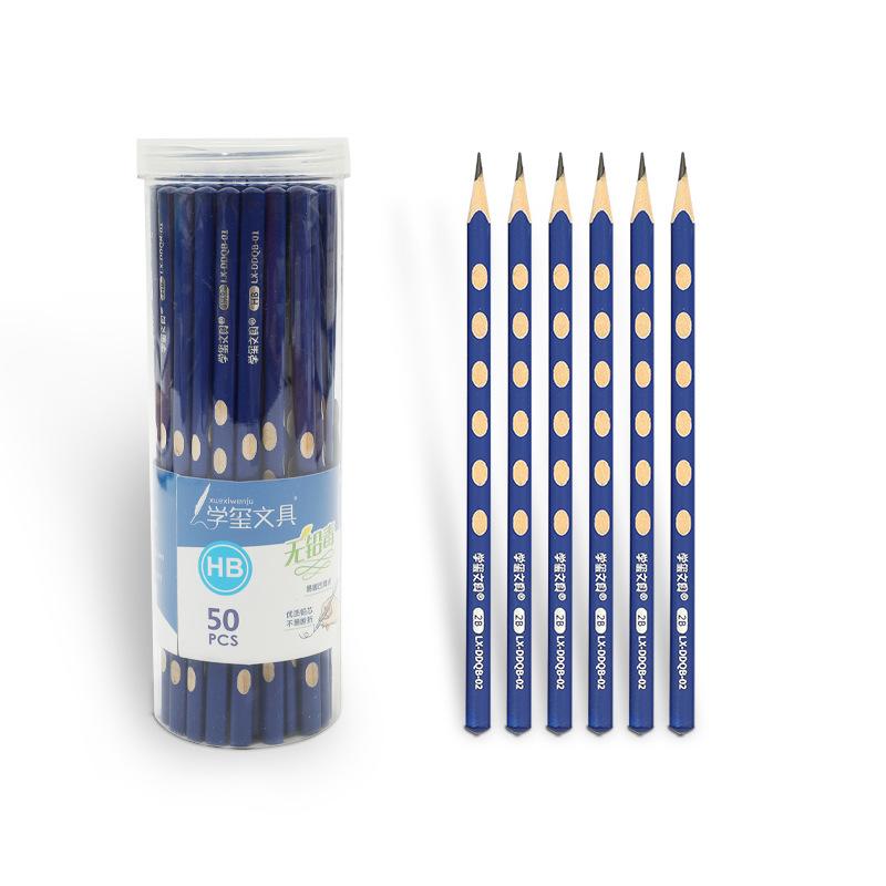 elementary school children stationery pencil laser sculpture correct grip position triangle pole non-toxic hb pencil 2b pencil customization