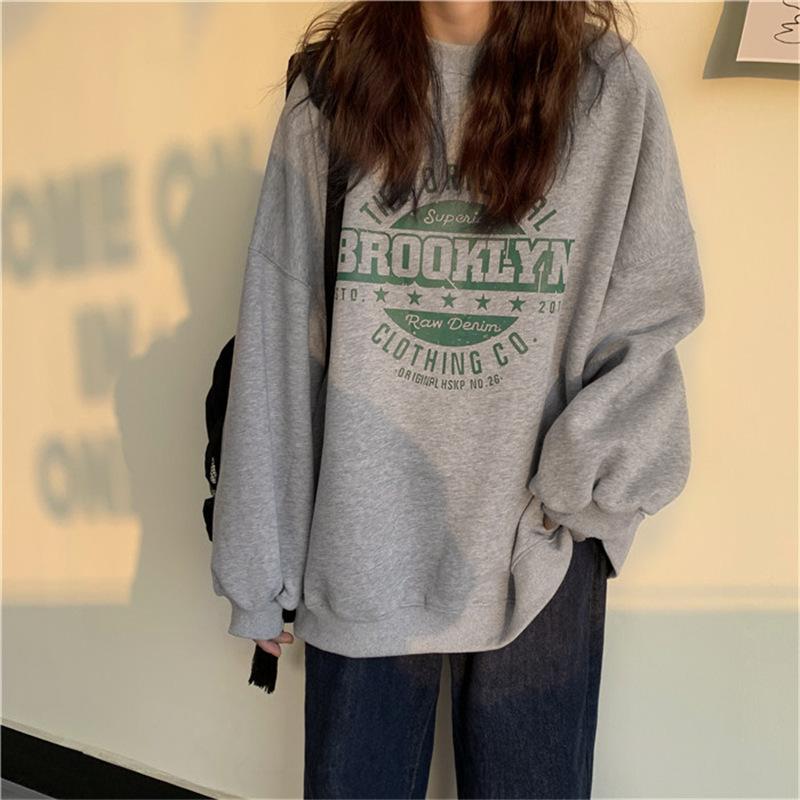 women's clothing 2024 new autumn korean style letter crew neck loose women's sweater women's foreign trade cross-border top wholesale