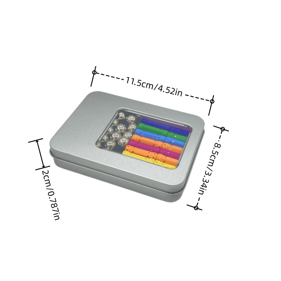 color strong magnetic magnetic rods iron boxed 36 sticks +27 beads free assembling magnetic toys wholesale amazon details Picture