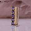 PATAYA's new 585 Russian rose gold electroplated earrings, cross-border direct supply to Europe and America, natural zircon inlaid earrings Specification image