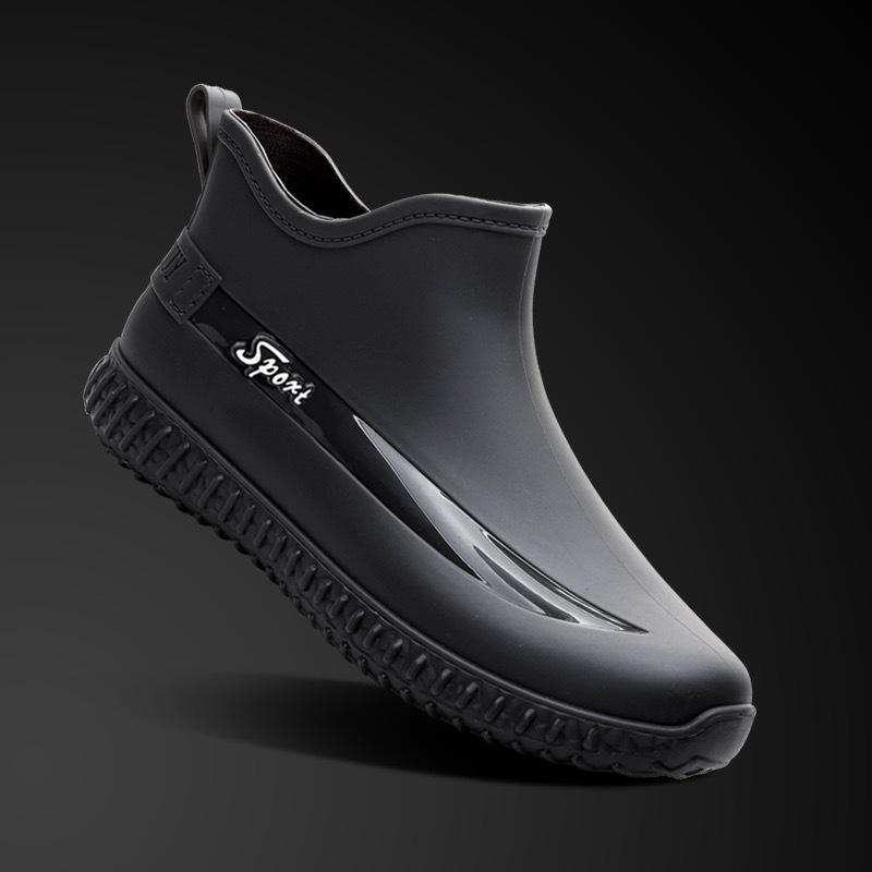 fashion short rain boots men's four seasons work shoes low-top non-slip kitchen shoes wear-resistant rubber shoes fishing shoes waterproof shoes