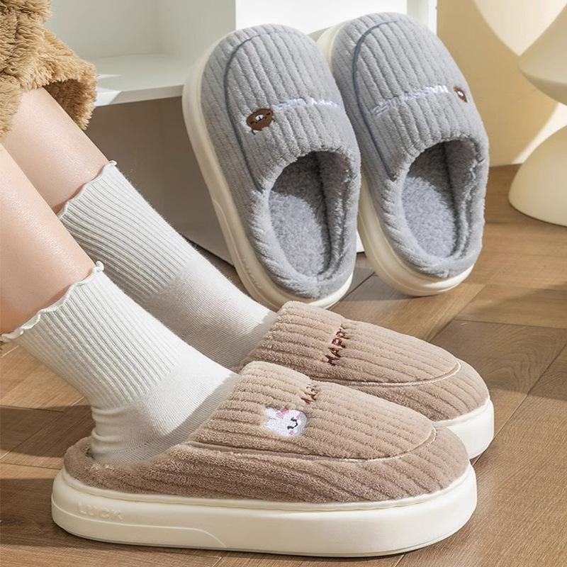 new cotton slippers men's autumn and winter bag heel home indoor home thick bottom and warm keeping home non-slip fluffy cotton shoes women