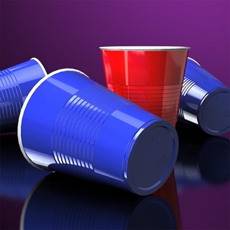 disposable plastic cup double-layer plastic cup rectangular suit 16oz two-color cups beer table tennis cup game cup