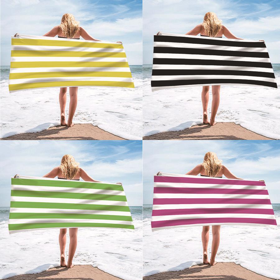 foreign trade single-sided velvet beach towel microfiber beach bath towel personality striped pattern towels summer beach
