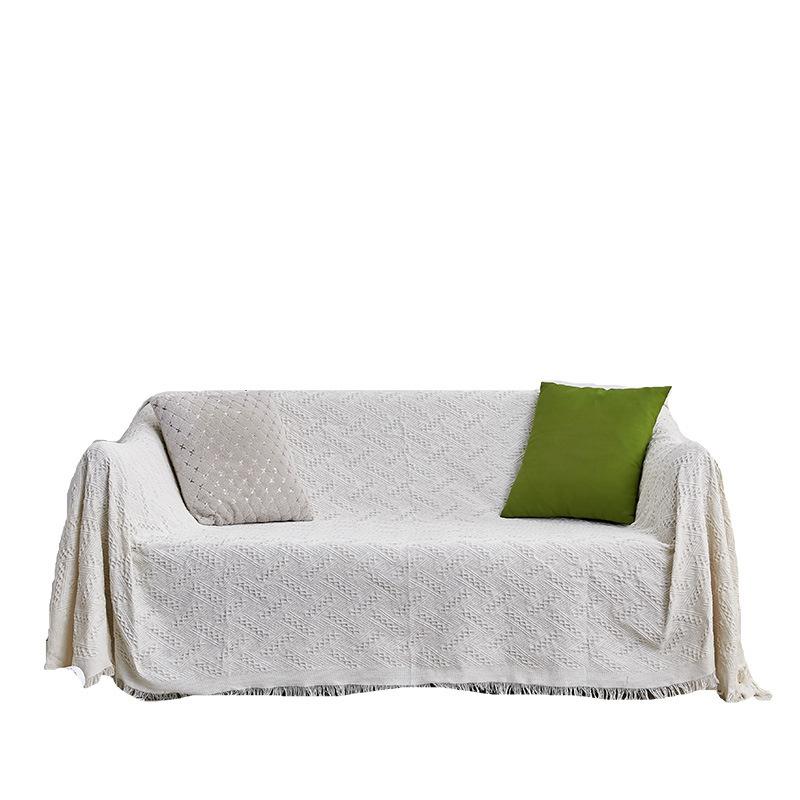 cross-border sofa towel back towel modern simple sofa cover fabric white cover towel knitted thread blanket sofa slipcover Item Picture