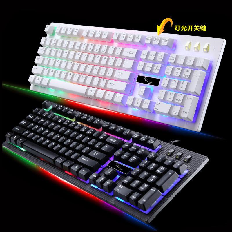 zhuiguangbao g20 wired backlit computer keyboard usb luminous suspension office game internet bar keyboard wholesale full figure