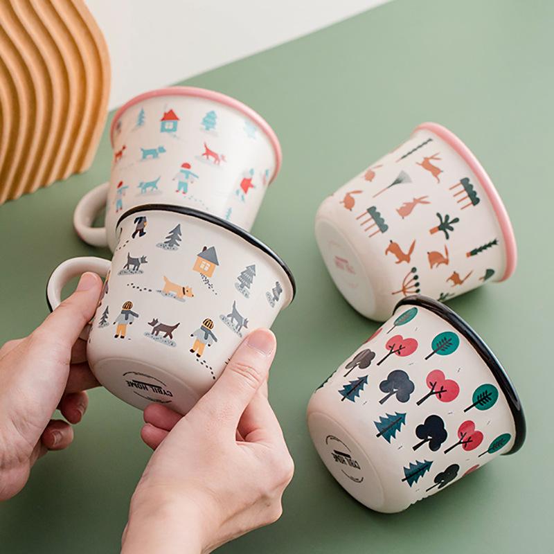 trendy white ceramic mug cute girl ceramic cup couple's cups design sense cup breakfast cup coffee cup