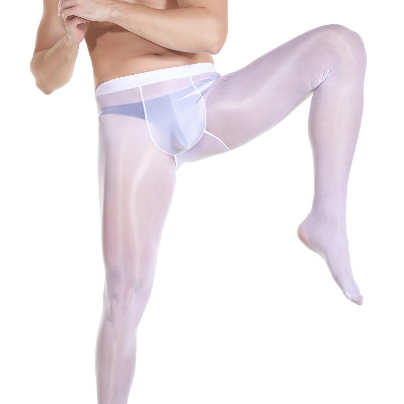 Qing He 100.00kg Large Size Oily Pantyhose Men's plus-Sized U-Shaped Bag Stockings Shiny Transparent Ultra-Thin High Stretch Yarn Smooth details Picture