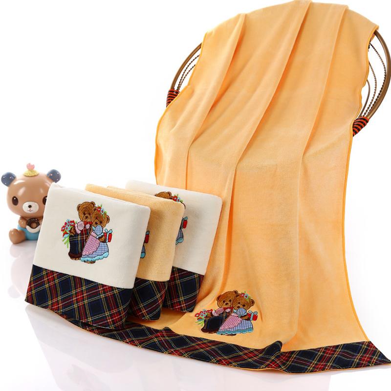 bath towel factory wholesale brushed bath towel 350 g70 * 140 large bath towel absorbent soft couple wedding ceremony bear towel