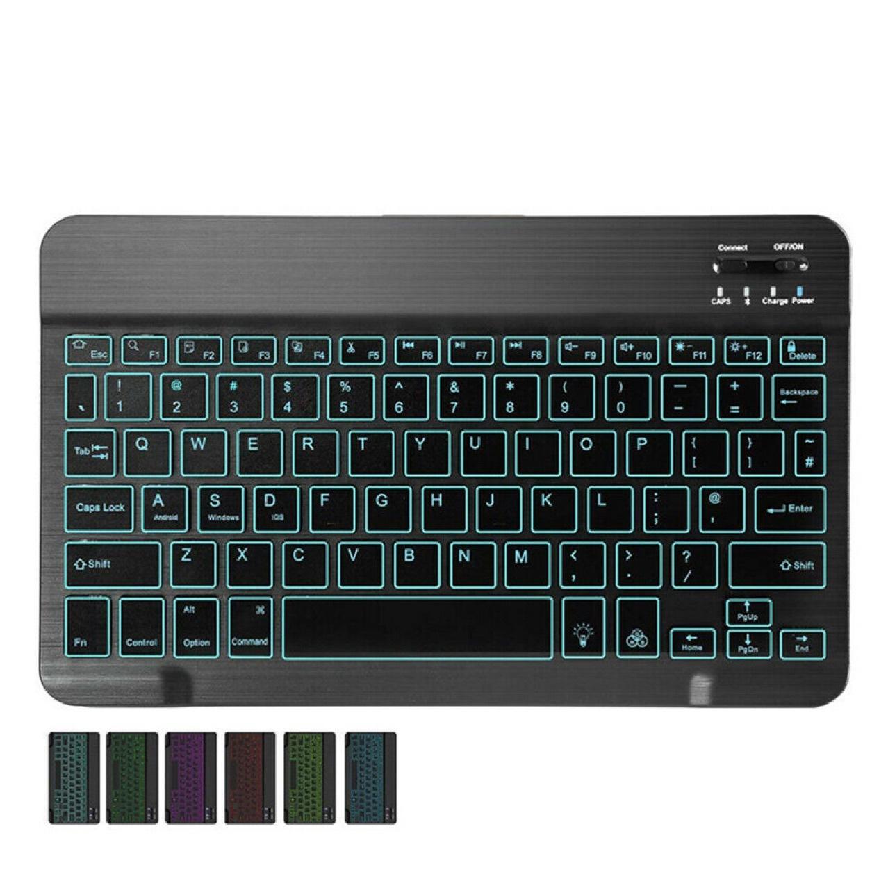 bluetooth keyboard colorful backlit mobile phone tablet 10-inch 7-inch luminous russian bluetooth wireless keyboard ipa colorful light Item Picture