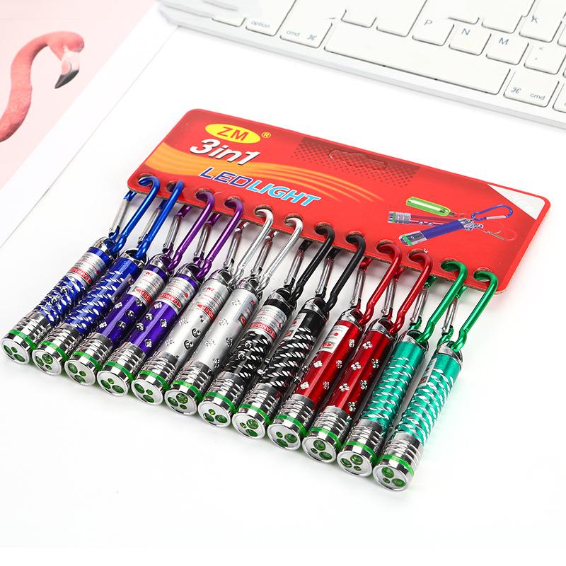 multifunctional hanging card carved plum mixed bullet three-in-one laser light infrared small flashlight